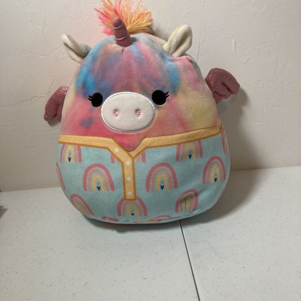 Squishmallows Rainbow Unicorn Pig with Wings & Mohawk - 8" Plush - Used